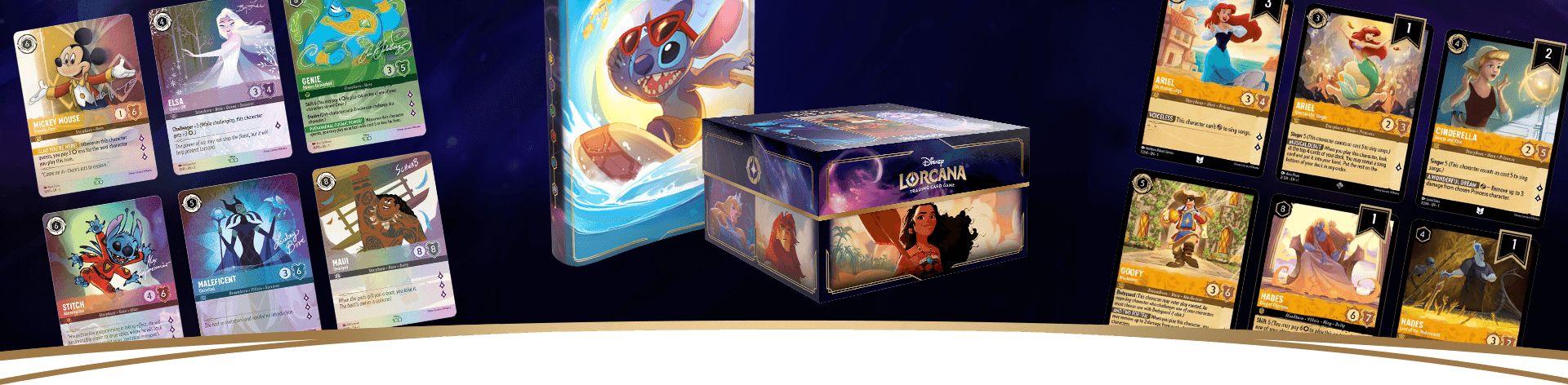 Splash of Disney Lorcana cards and a collector's box set