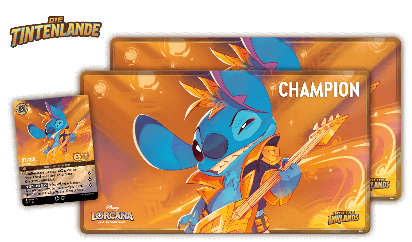 Rock Star Stitch card and playmats with logo